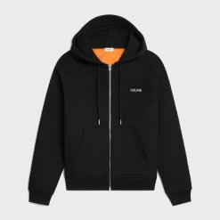 celine zipped quilted hoodie in cotton fleece