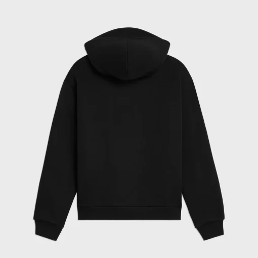 celine zipped quilted hoodie in cotton fleece