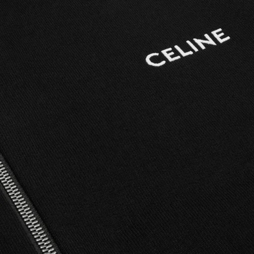 celine zipped quilted hoodie in cotton fleece