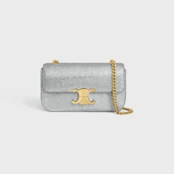 CHAIN SHOULDER BAG CLAUDE in SUEDE CALFSKIN WITH STRASS