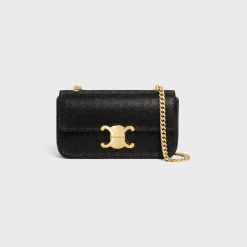 CHAIN SHOULDER BAG CLAUDE in SUEDE CALFSKIN WITH STRASS