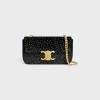 CHAIN SHOULDER BAG CLAUDE in SUEDE GOATSKIN WITH STRASS