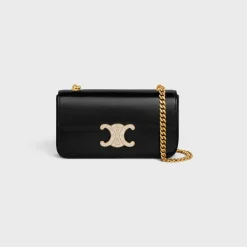 CHAIN SHOULDER BAG CLAUDE WITH STRASS CLOSURE in shiny calfskin