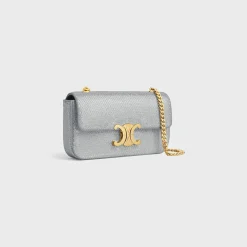 CHAIN SHOULDER BAG CLAUDE in SUEDE CALFSKIN WITH STRASS