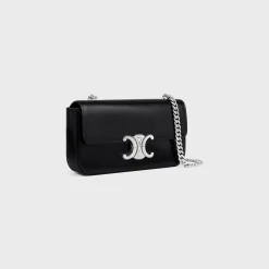 CHAIN SHOULDER BAG CLAUDE in shiny calfskin