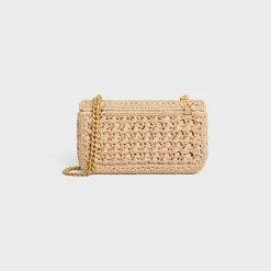 CHAIN SHOULDER BAG CLAUDE in RAFFIA EFFECT TEXTILE