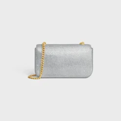 CHAIN SHOULDER BAG CLAUDE in SUEDE CALFSKIN WITH STRASS
