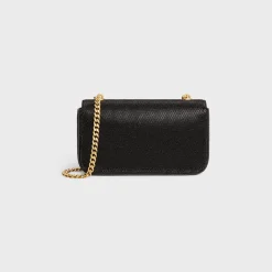 CHAIN SHOULDER BAG CLAUDE in SUEDE CALFSKIN WITH STRASS