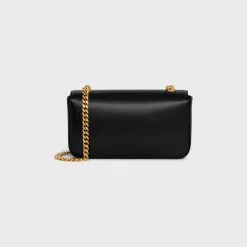 CHAIN SHOULDER BAG CLAUDE WITH STRASS CLOSURE in shiny calfskin