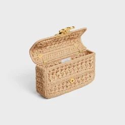 CHAIN SHOULDER BAG CLAUDE in RAFFIA EFFECT TEXTILE