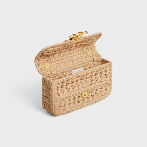 CHAIN SHOULDER BAG CLAUDE in RAFFIA EFFECT TEXTILE