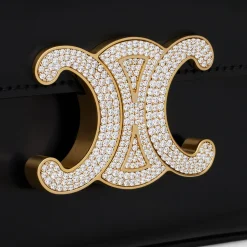 CHAIN SHOULDER BAG CLAUDE WITH STRASS CLOSURE in shiny calfskin
