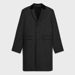 chesterfield coat in striped wool