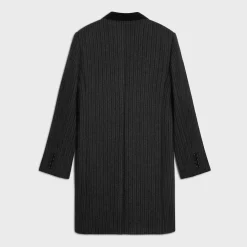 chesterfield coat in striped wool