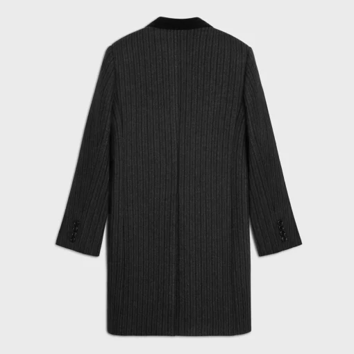 chesterfield coat in striped wool