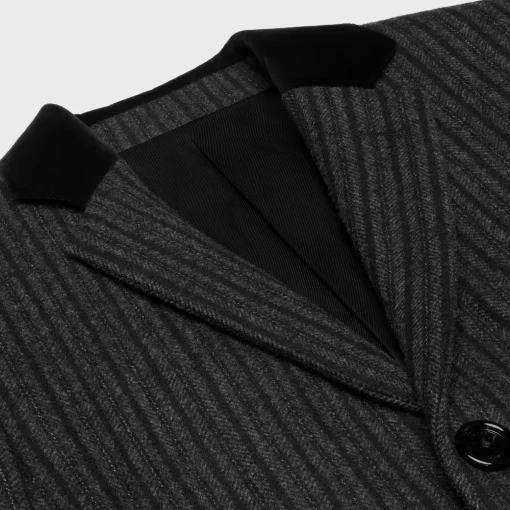 chesterfield coat in striped wool