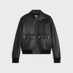 classic aviator blouson jacket in soft lambskin