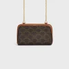 Clutch with Chain in Triomphe canvas and Lambskin