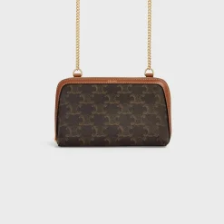 Clutch with Chain in Triomphe canvas and Lambskin