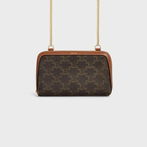 Clutch with Chain in Triomphe canvas and Lambskin
