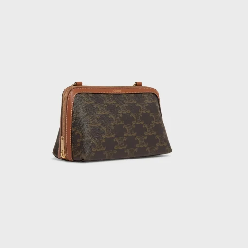 Clutch with Chain in Triomphe canvas and Lambskin