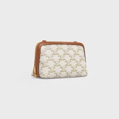 Clutch with Chain in Triomphe canvas and Lambskin