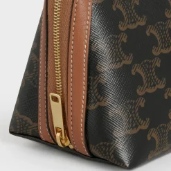 Clutch with Chain in Triomphe canvas and Lambskin