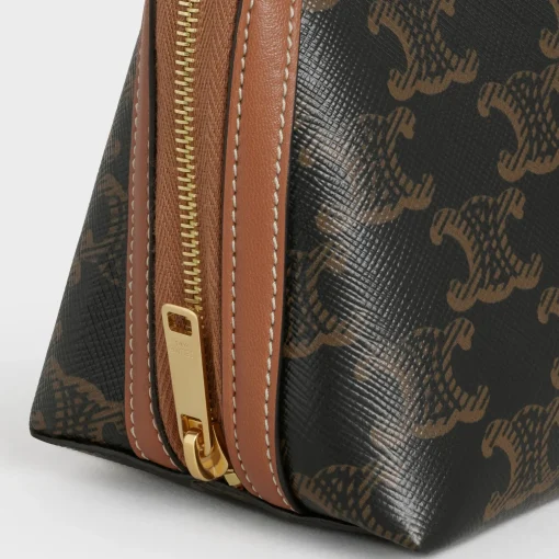 Clutch with Chain in Triomphe canvas and Lambskin