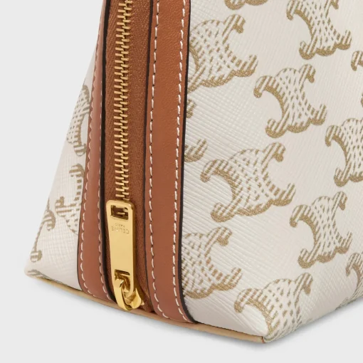 Clutch with Chain in Triomphe canvas and Lambskin