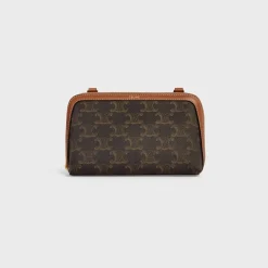 Clutch with Chain in Triomphe canvas and Lambskin