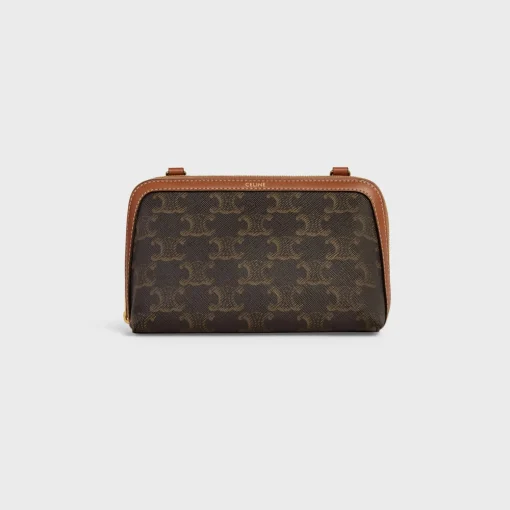 Clutch with Chain in Triomphe canvas and Lambskin