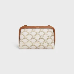 Clutch with Chain in Triomphe canvas and Lambskin