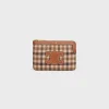 Coin And Card Pouch in TARTAN TEXTILE AND CALFSKIN