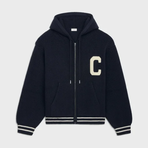 college hooded sweater in wool