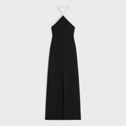 column dress in satin-lined crepe