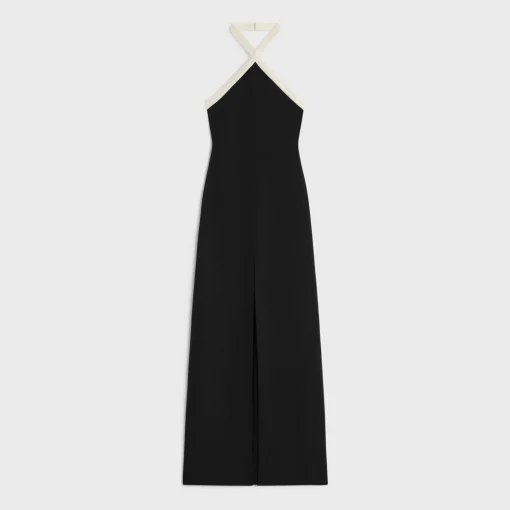 column dress in satin-lined crepe