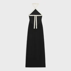 column dress in satin-lined crepe