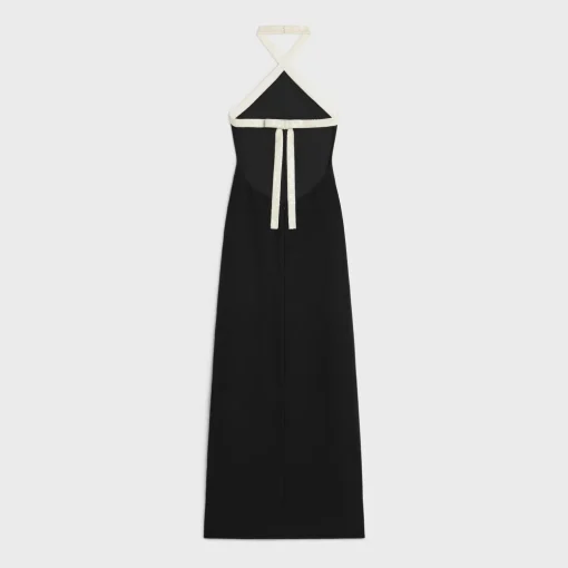 column dress in satin-lined crepe