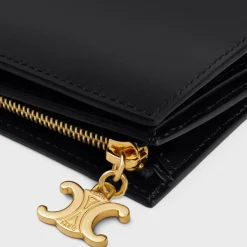 COMPACT WALLET TRIOMPHE CHARMS in SHINY CALFSKIN