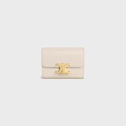 COMPACT WALLET WITH COIN TRIOMPHE in Shiny calfskin