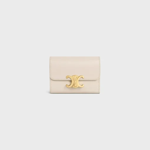 COMPACT WALLET WITH COIN TRIOMPHE in Shiny calfskin