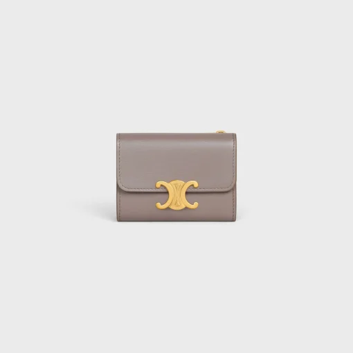 COMPACT WALLET WITH COIN TRIOMPHE in Shiny calfskin