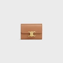 COMPACT WALLET WITH COIN TRIOMPHE in Shiny calfskin