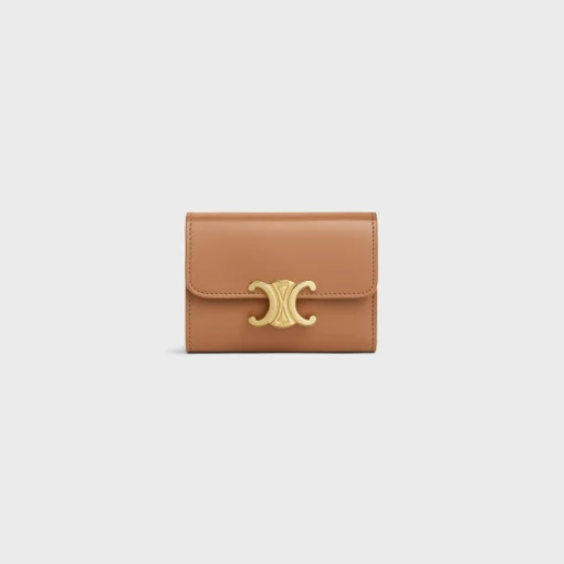 COMPACT WALLET WITH COIN TRIOMPHE in Shiny calfskin