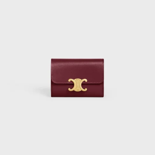 COMPACT WALLET WITH COIN TRIOMPHE in Shiny calfskin