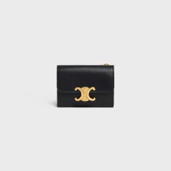 COMPACT WALLET WITH COIN TRIOMPHE in Shiny calfskin