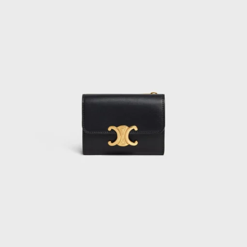 COMPACT WALLET WITH COIN TRIOMPHE in Shiny calfskin