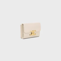 COMPACT WALLET WITH COIN TRIOMPHE in Shiny calfskin