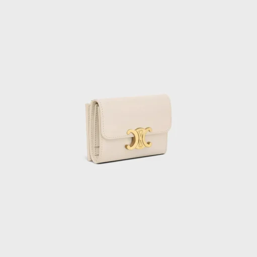 COMPACT WALLET WITH COIN TRIOMPHE in Shiny calfskin