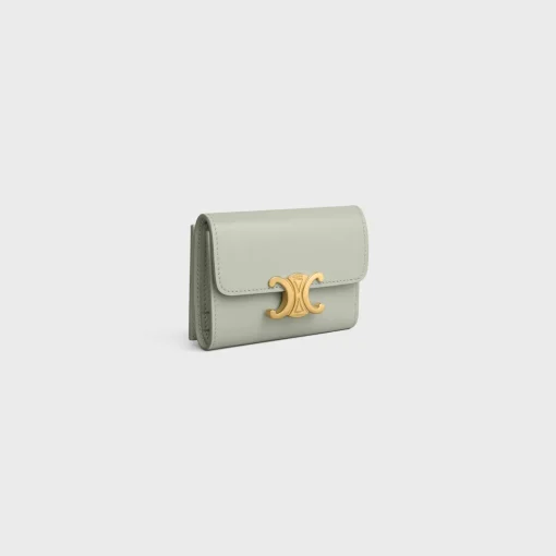 COMPACT WALLET WITH COIN TRIOMPHE in Shiny calfskin